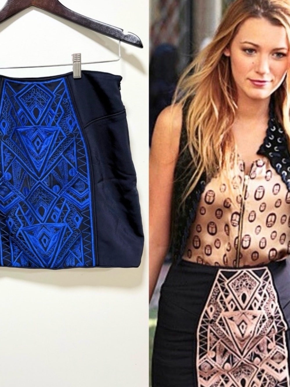 Tibi Skirt Serena Van Der Woodsen ASO Gossip Girl Y2K Mini Geometric Alt Blue 6